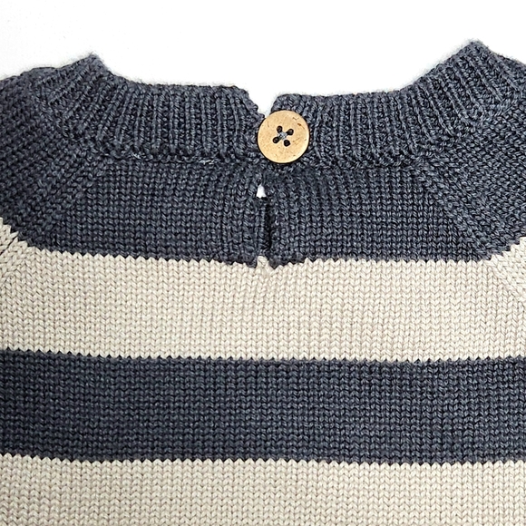 Jamie Kay Striped Crewneck Sweater with Button closure Size 2 Colors Drk&Lt Grey - Picture 6 of 8